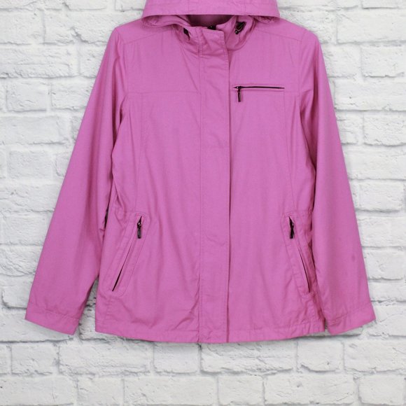 Eddie Bauer Purple Nylon Lightweight Waterproof Hooded Rain Jacket Size S - Picture 3 of 8